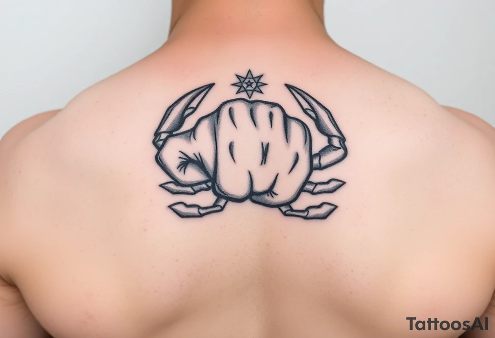 Symbol of mental health struggle, cancer astrological sign, closed fist tattoo idea