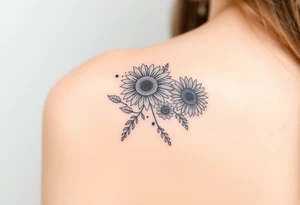 sunflowers music symbols roses, wildflowers tattoo idea