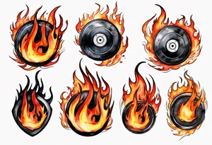 hockey puck with flames moving tattoo idea