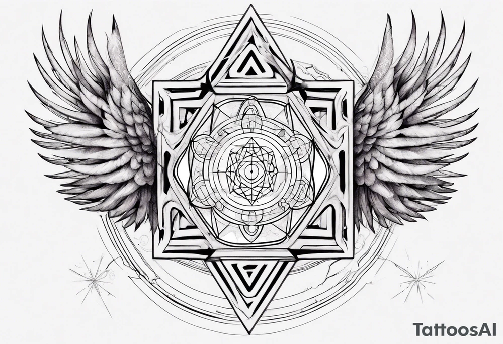 sacred geometry Metatron's cube with phoenix Sleeve for woman's arm tattoo idea