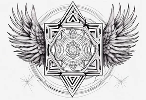 sacred geometry Metatron's cube with phoenix Sleeve for woman's arm tattoo idea