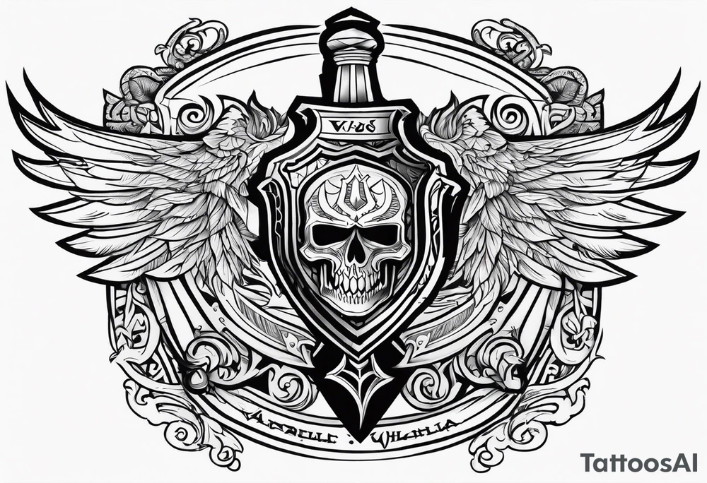 Valhalla sword shield tattoo idea