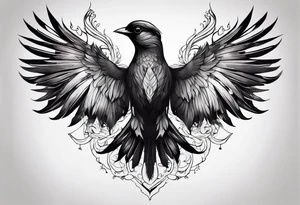 Black and white bird chest tattoo idea