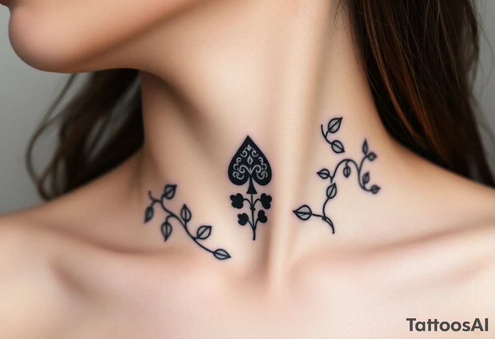 Q of spades surrounded by ivy tattoo idea
