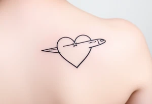 Minimalist tattoo for women who love travel and science, make feminine. For forearm. Should be small, aeroplane and heart tattoo idea
