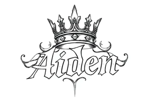Kings crown on top of the name aiden tattoo idea