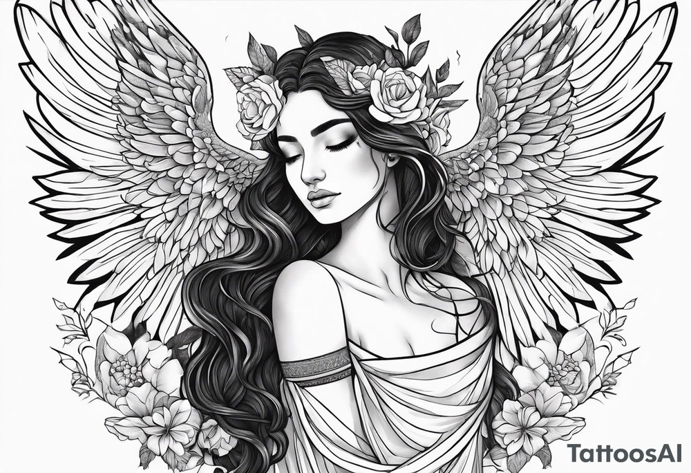 self love, flowers and wings looks like  from ancient greek myth tattoo idea