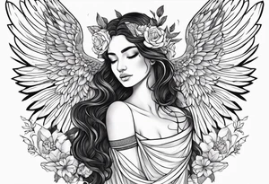 self love, flowers and wings looks like  from ancient greek myth tattoo idea