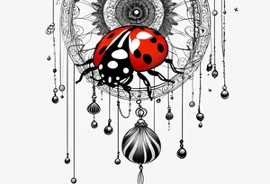 combination of a ladybug, the letter ‘s’, a jellyfish and a swing tattoo idea