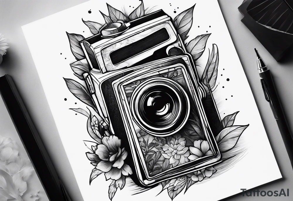 blank polaroid film tattoo idea