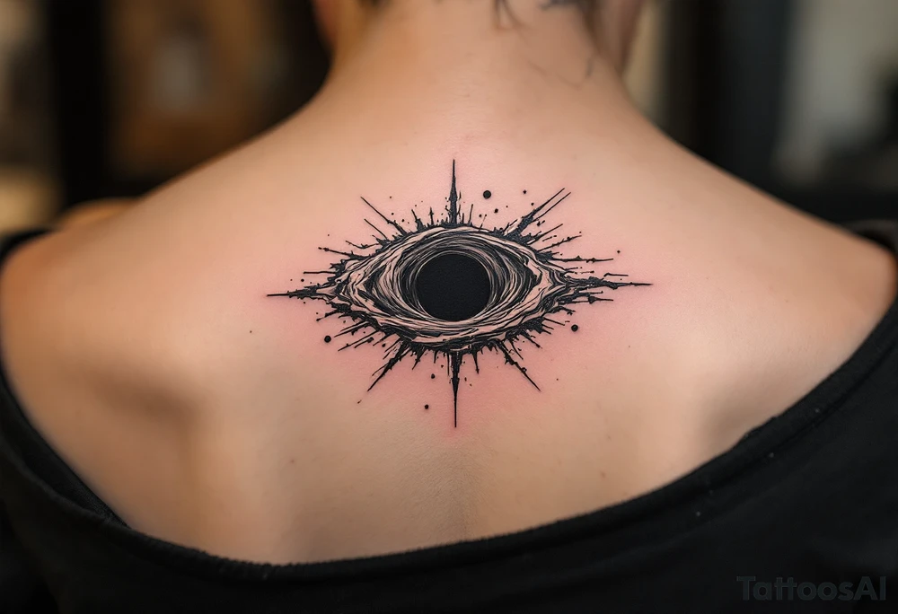 2 different worlds on both sides of a black hole tattoo idea