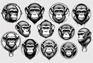 Create a monkey icon on a small disconnected circle tattoo idea