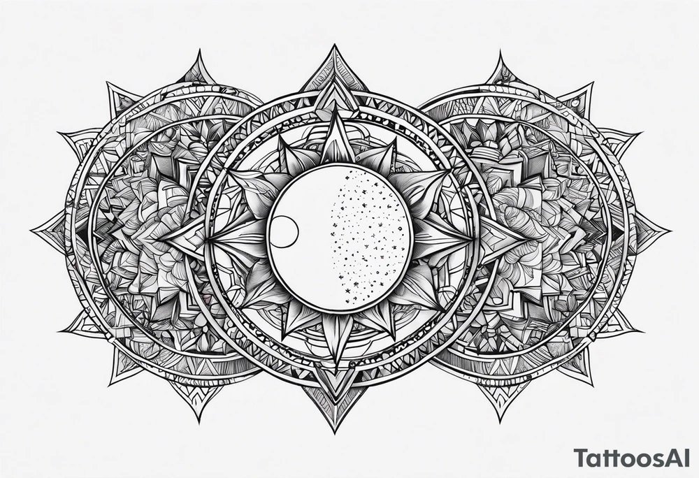 Quero uma tatuagem do sol e da lua juntos tattoo idea