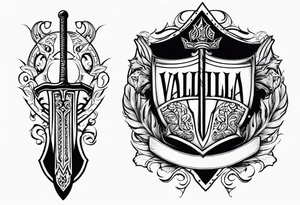 Valhalla world sword shield tattoo idea