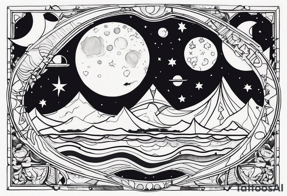 vacation on the moon tattoo idea