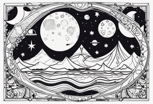 vacation on the moon tattoo idea