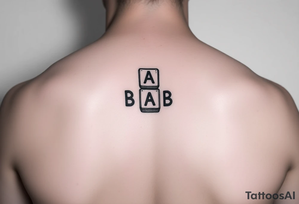 Baby letter blocks stacked tattoo idea