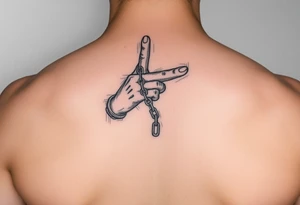 Chains wrapped on thumb and pointer finger connecting together on the hands tattoo idea