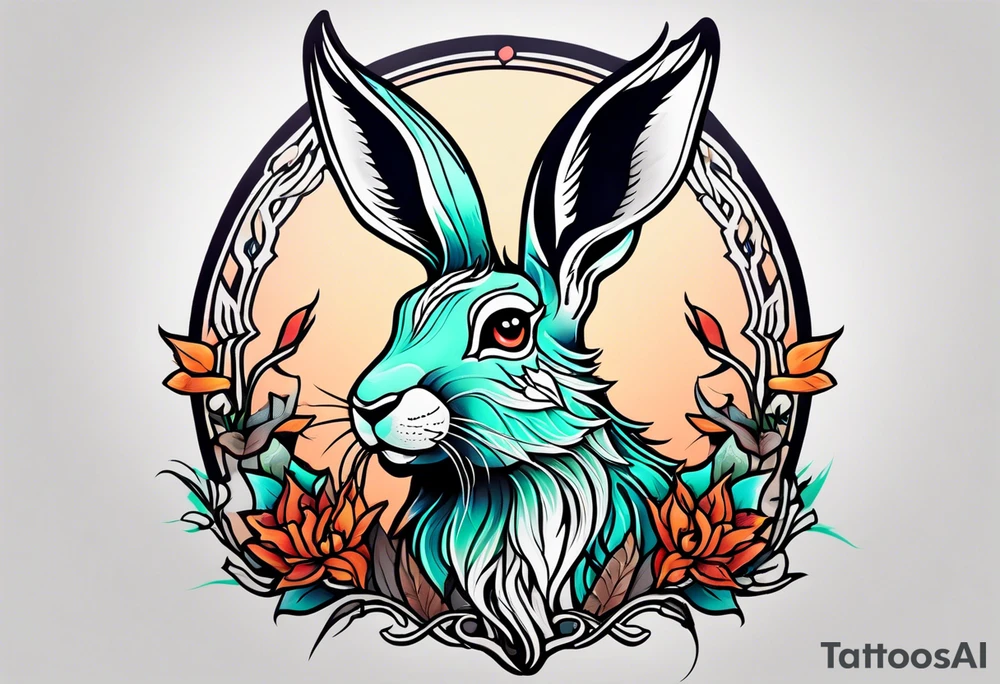neo traditional jackelope tattoo idea