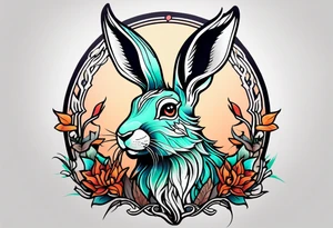 neo traditional jackelope tattoo idea