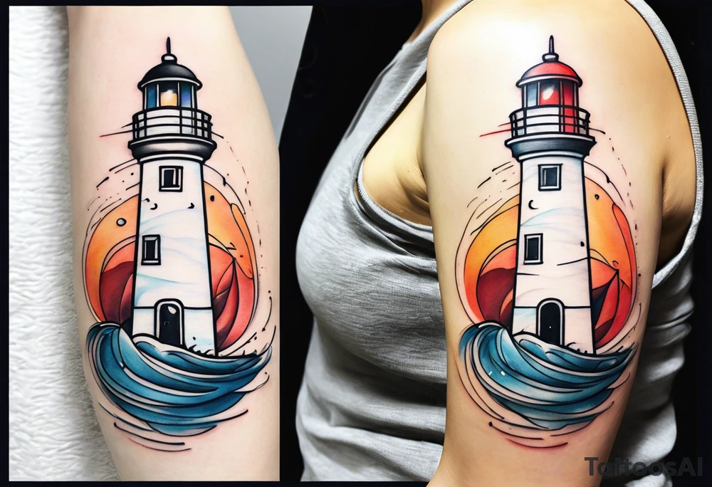 lighthouse fluid tattoo idea