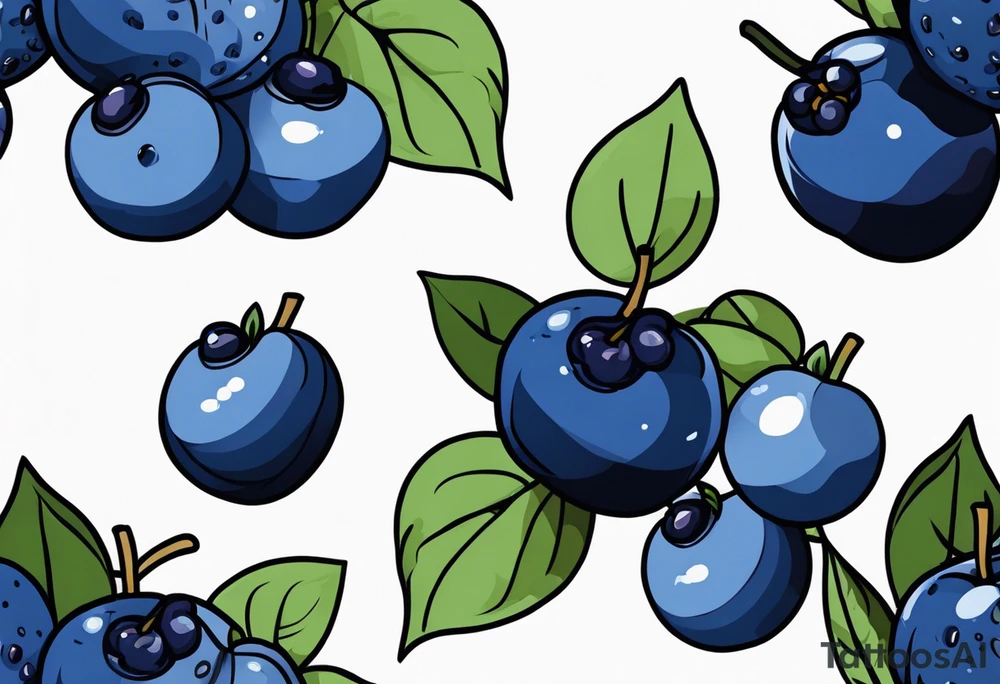 3 blueberries with a single leaf tattoo idea