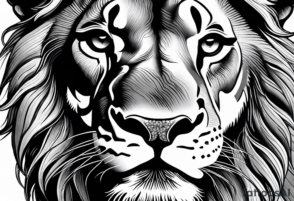 powerful majestic lion, close-up tattoo idea