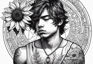 sad boy with sunflower tattoo idea