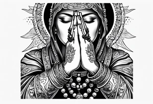 praying hands with beads and afl tattoo idea