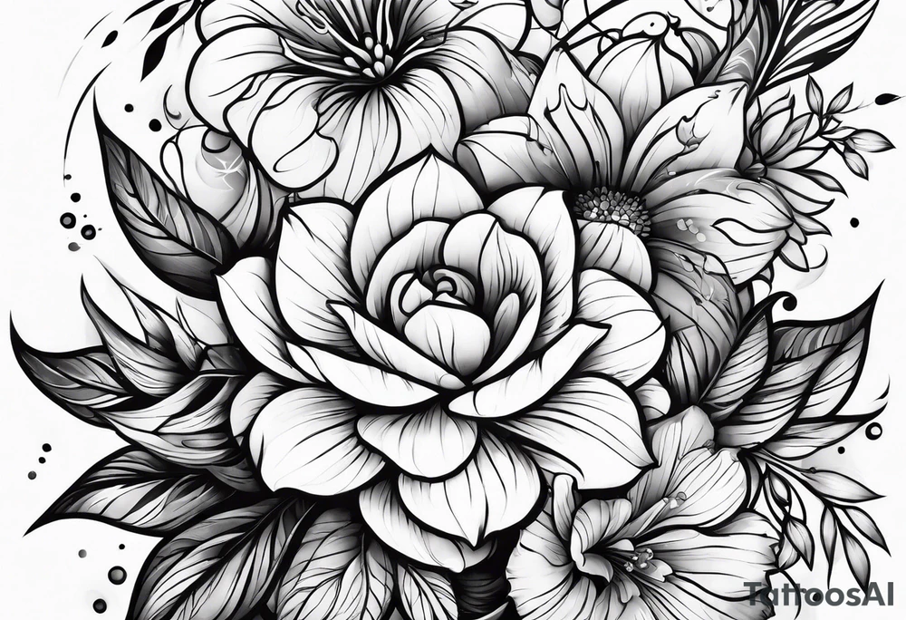 Flower full arm sleeve tattoo idea