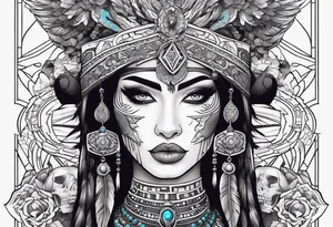 kali, alien goddess, valkrye, pirate, zenza resonance, pachamama, lotus azul, blank panther, eagle, skull, 5D, nueva gaya, dna 12 tattoo idea