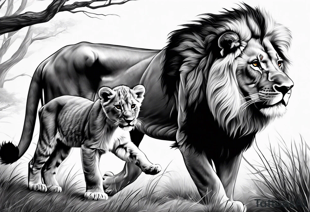 lion and cub tattoo idea