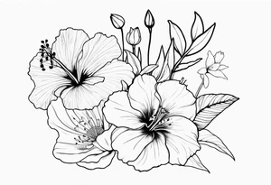 Verticle arm placement of dainty hibiscus, TULIPS, LILLIES, DRAGONflower, with wildflowers, poppy, bees, peony, forearm tattoo idea