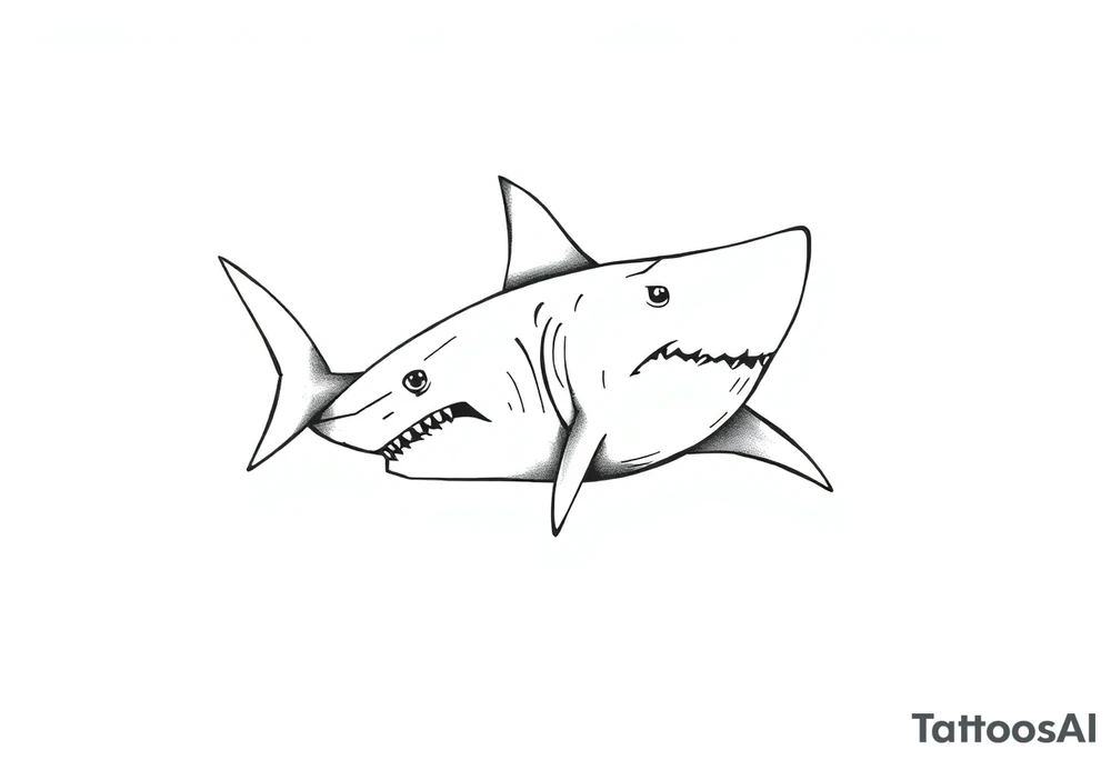 Masculine strong shark flowing tattoo idea