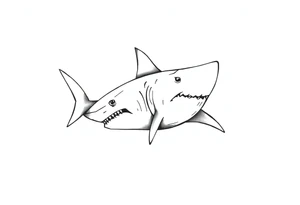 Masculine strong shark flowing tattoo idea