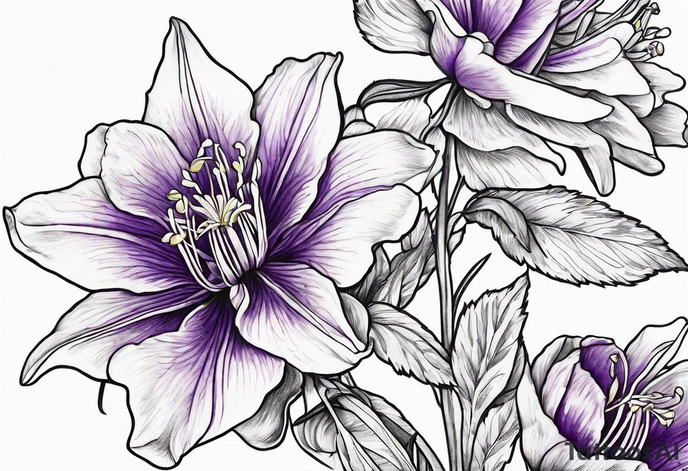 Columbine flower purple tattoo idea
