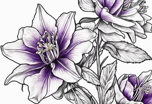 Columbine flower purple tattoo idea