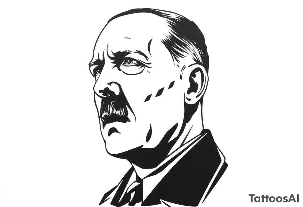 adolf hitler, make it look like a human drew it. tattoo idea