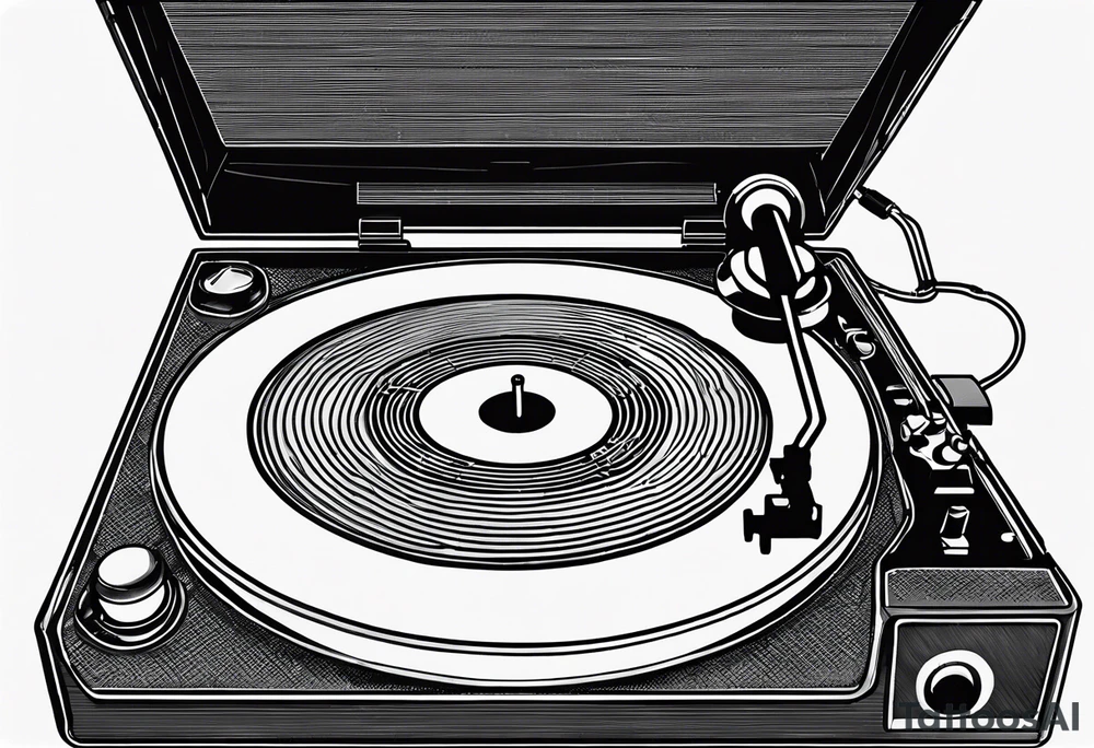 A recordplayer fineline minimalistic outline tattoo idea A recordplayer fineline minimalistic outline tattoo idea