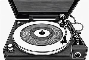 A recordplayer fineline minimalistic outline tattoo idea