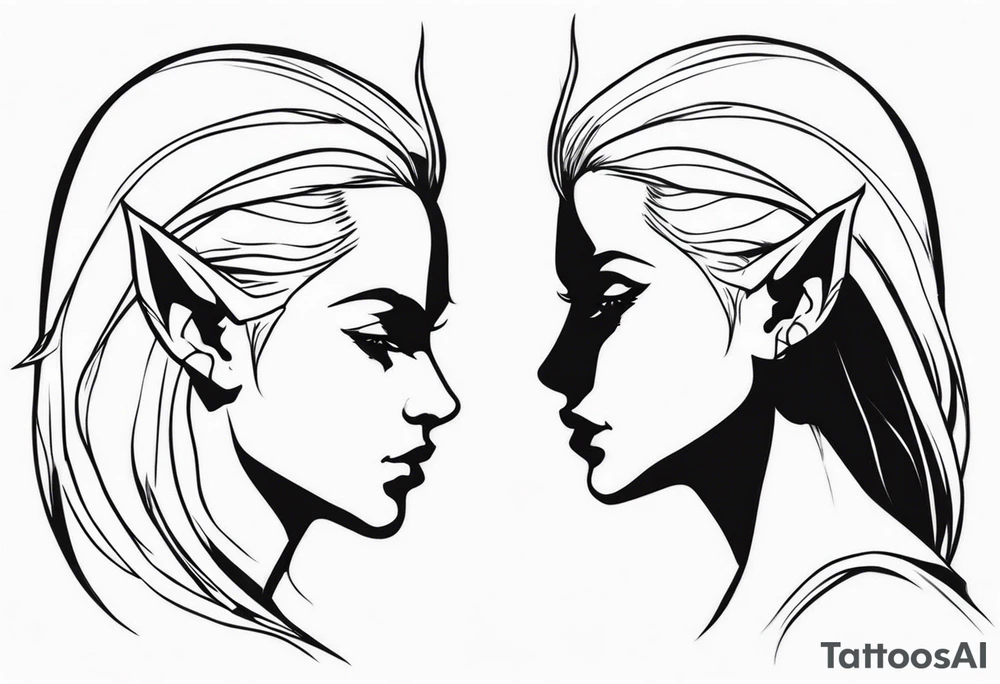 pointed ears elf simple profile tattoo idea