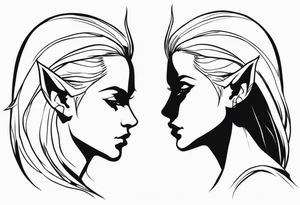 pointed ears elf simple profile tattoo idea