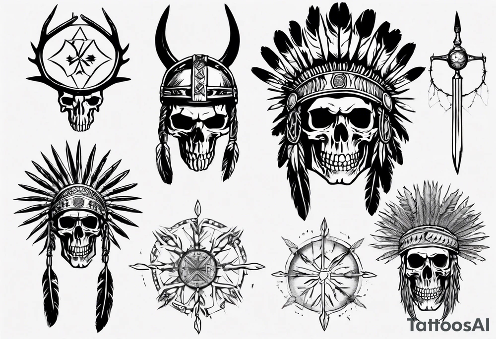 Native American Headdress, Skull, Lord of the rings, Vegvisir tattoo idea