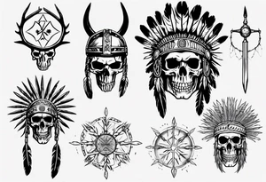 Native American Headdress, Skull, Lord of the rings, Vegvisir tattoo idea