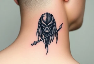 Predator with staff and lighting bolt tattoo idea