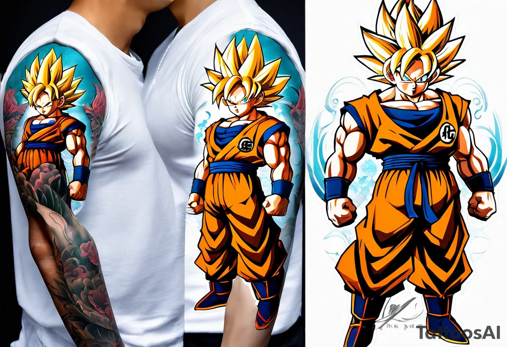 Tattoo on arm with goku with wings tattoo idea