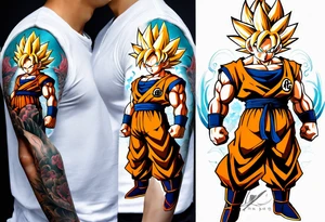 Tattoo on arm with goku with wings tattoo idea