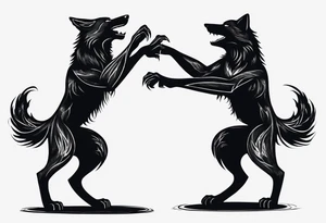 two black wolves dancing on their hind legs. they should be facing each other and obviously dancing tattoo idea