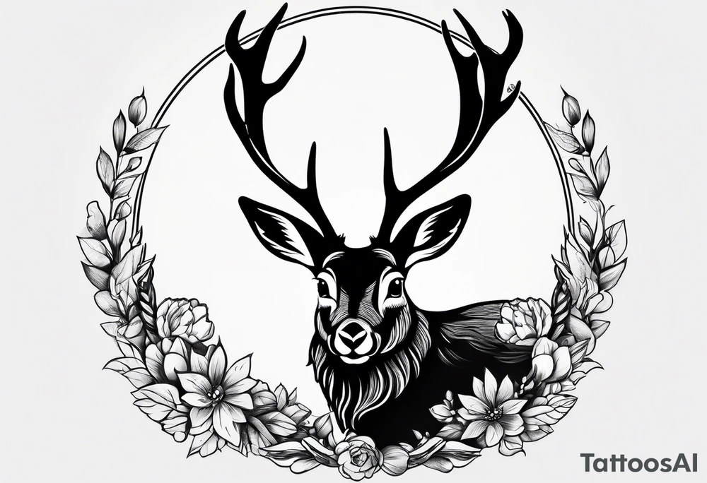 jackalope  silhouette portrait tattoo idea