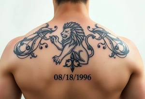 Leo zodiac sign with 08/18/1996 tattoo idea